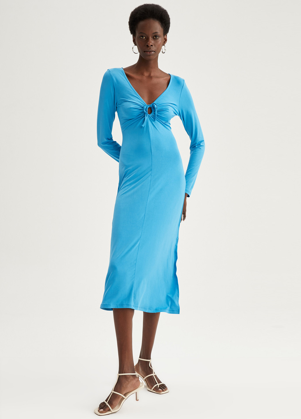Голубое кэжуал платье DeFacto однотонное