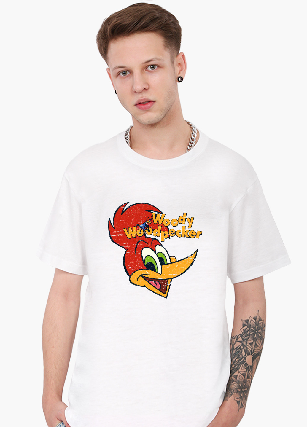 Біла футболка чоловіча дятел вуді вудпекер (woody woodpecker) білий (9223-2871-1) xxl MobiPrint
