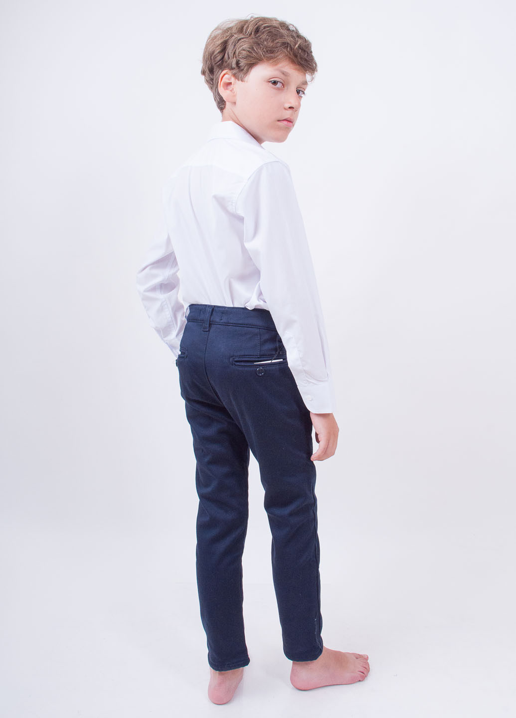 Белоснежная классическая рубашка однотонная Kids Couture с длинным рукавом