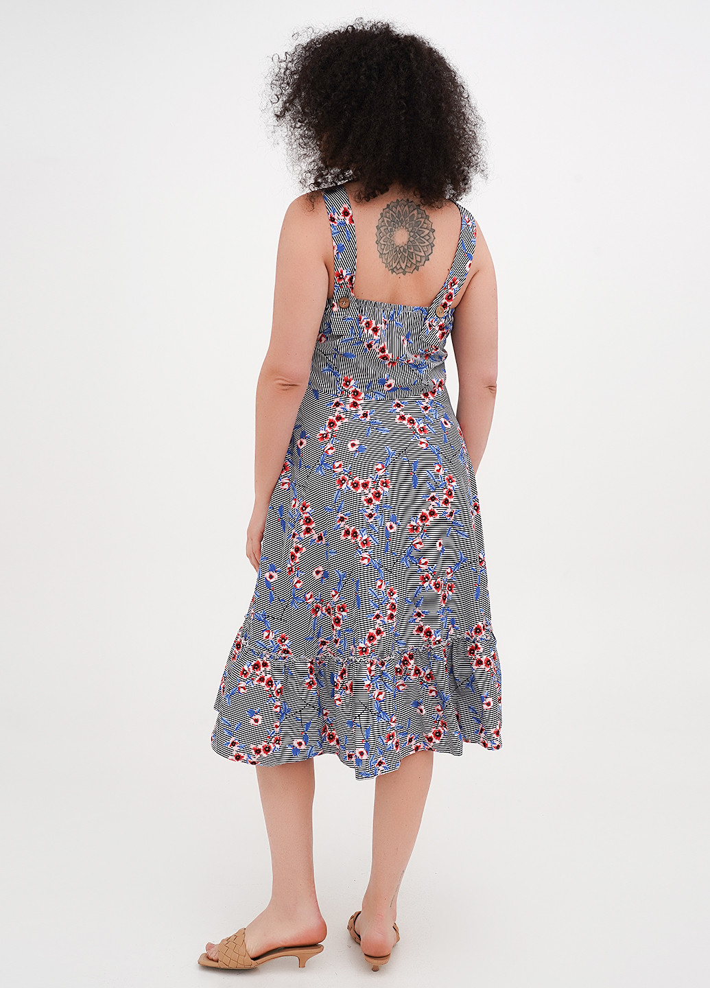 Блакитна кежуал сукня кльош Vicolo в смужку