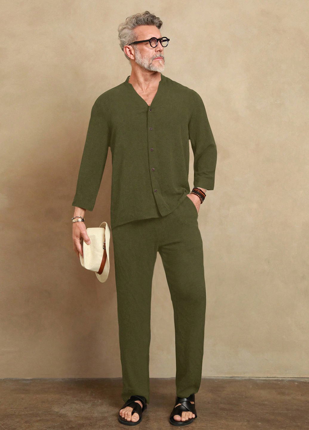 Зелений демісезонний костюм (сорочка, штани) брючний, з сорочкою SHEIN