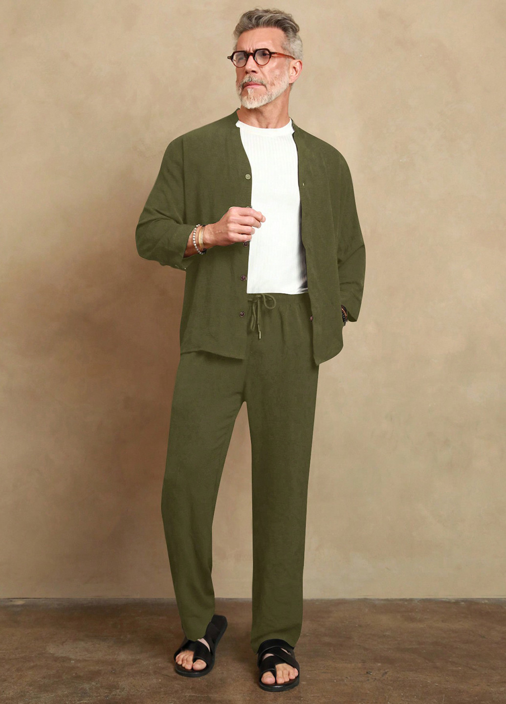 Зелений демісезонний костюм (сорочка, штани) брючний, з сорочкою SHEIN