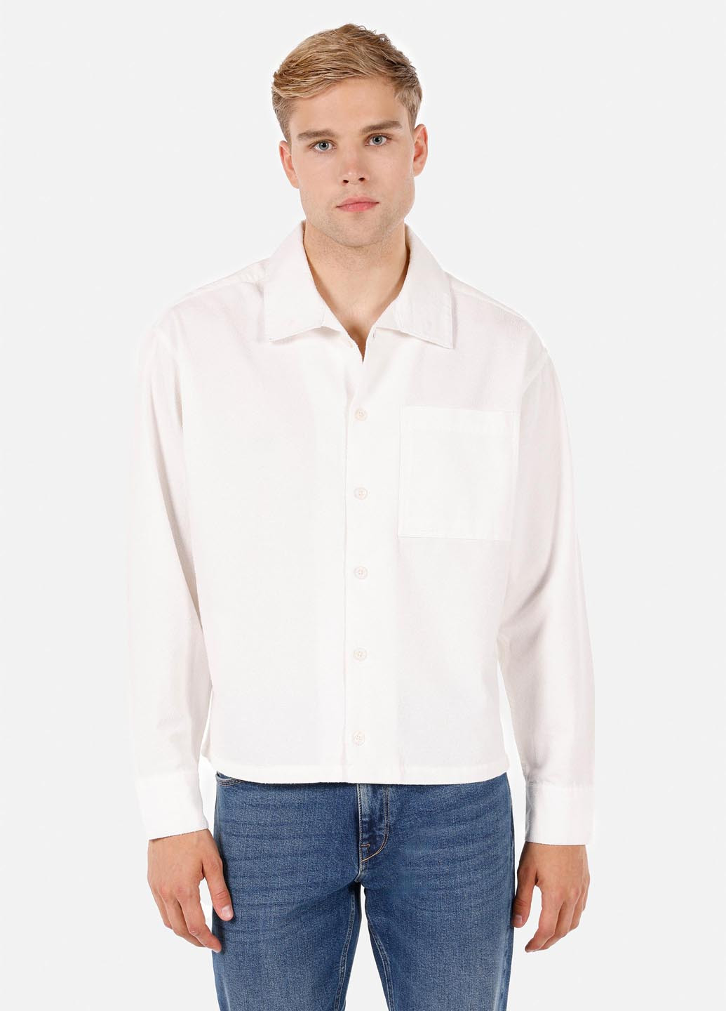 Белая кэжуал рубашка однотонная Colin's
