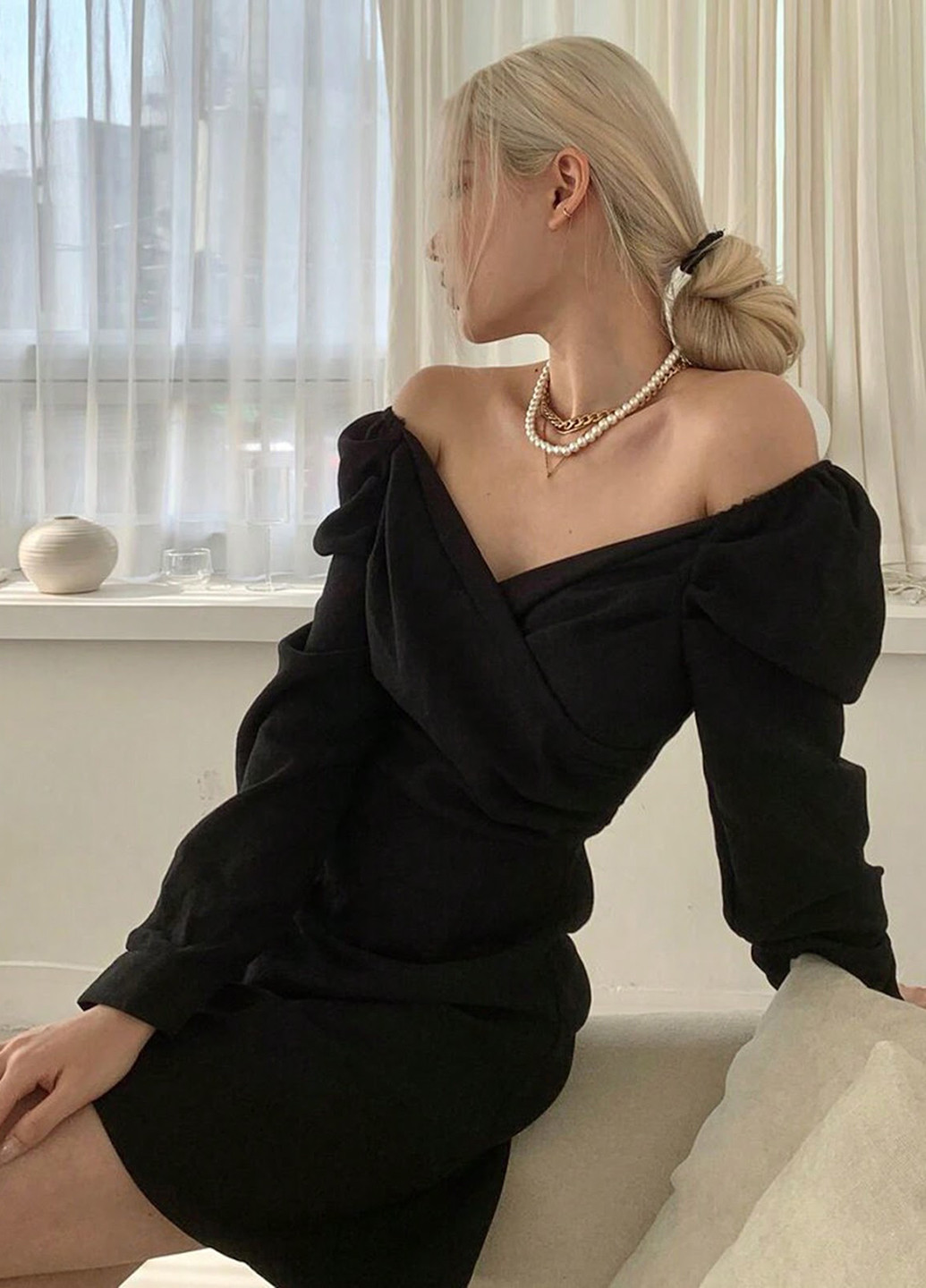 Черное кэжуал платье футляр SHEIN однотонное