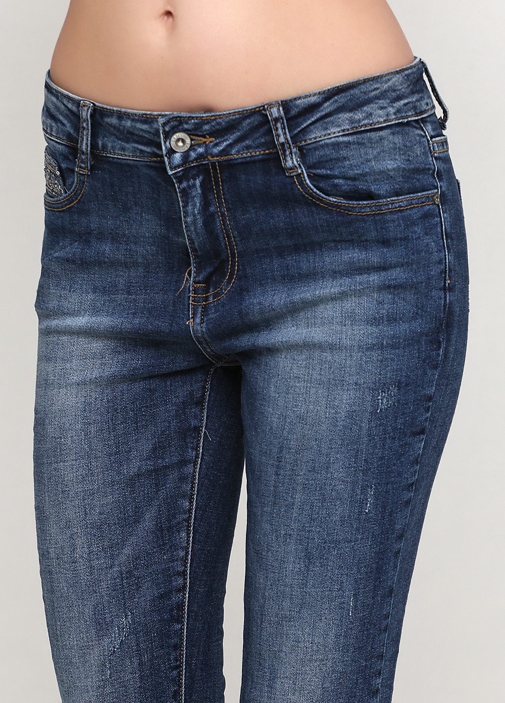 Джинси Water Jeans завужені однотонні темно-сині джинсові бавовна