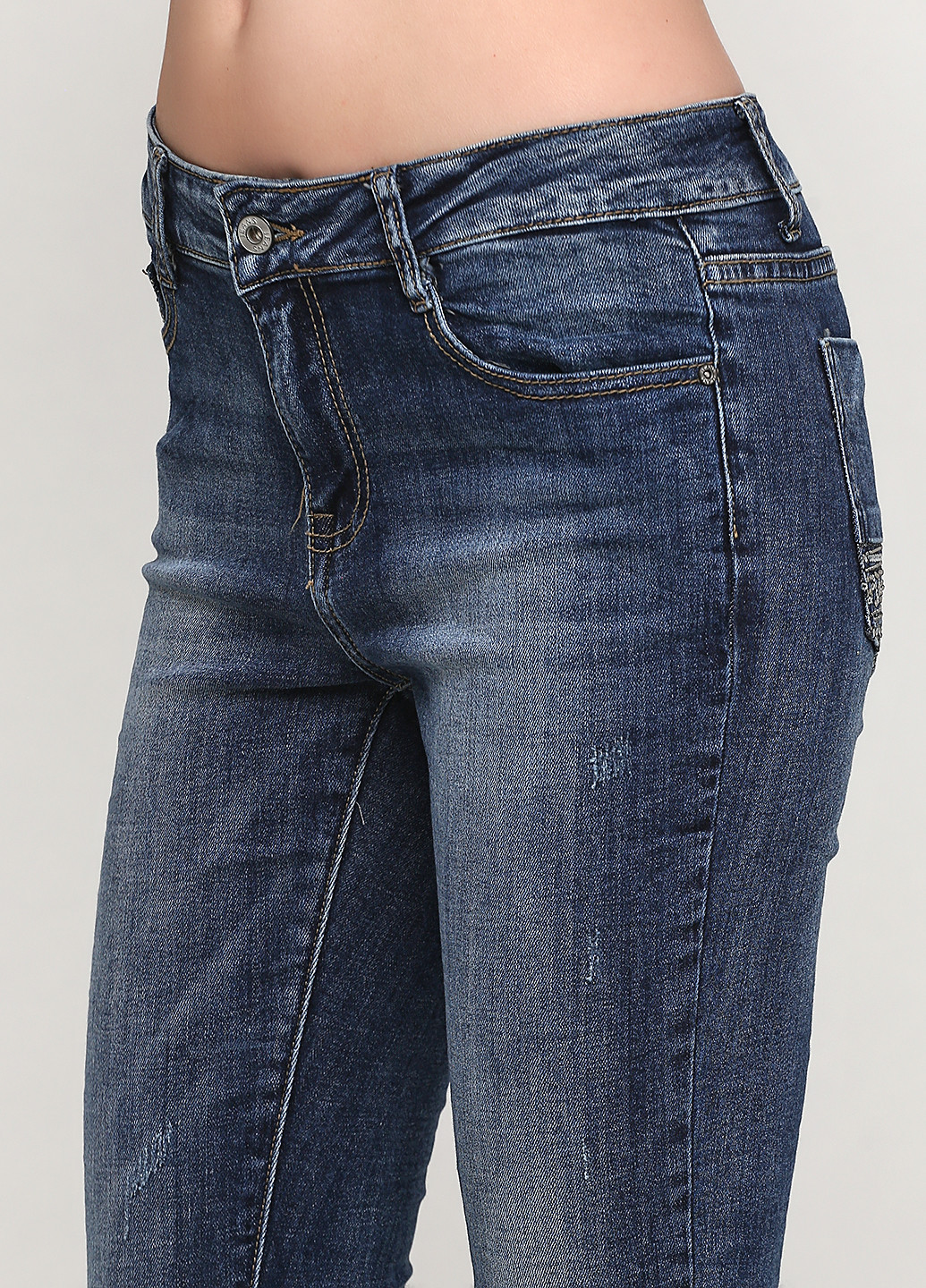 Джинси Water Jeans завужені однотонні темно-сині джинсові бавовна