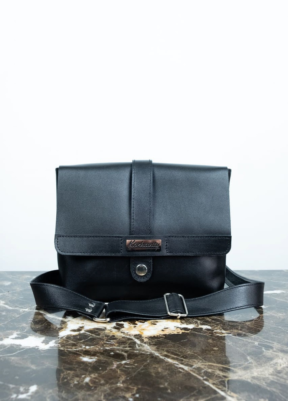 Женская кожаная сумка через плечо черная. Сумка кросс боди из натуральной кожи. Маленькая сумка клатч. Beauty Kozhanty (224402316)