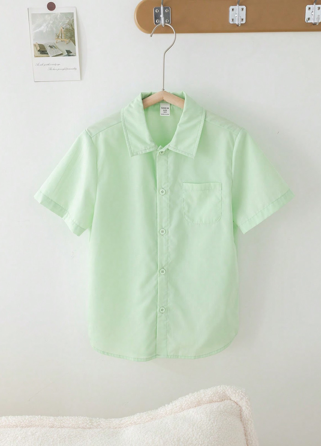 Светло-зеленая кэжуал рубашка однотонная SHEIN