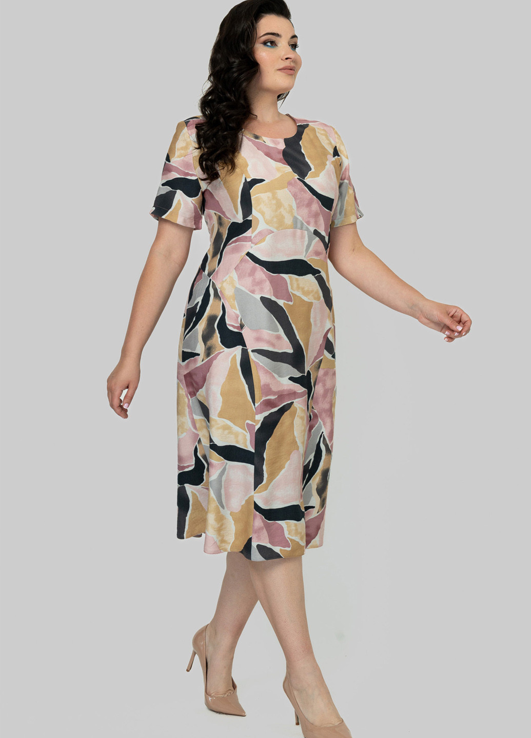 Комбинированное кэжуал платье а-силуэт A'll Posa колор блок