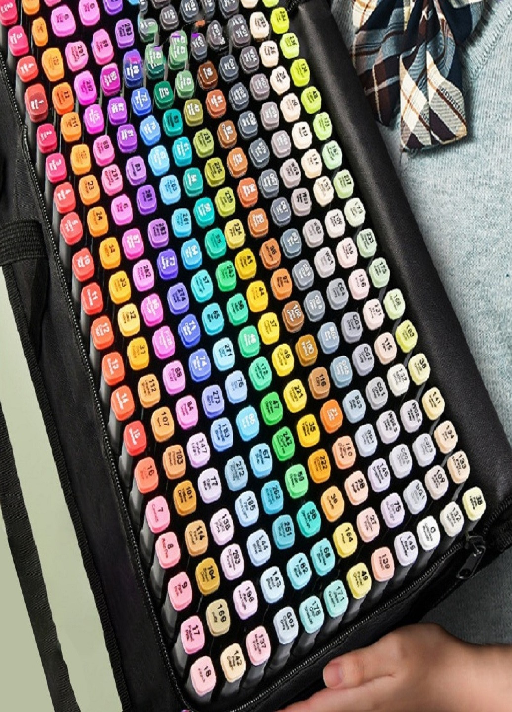 Набор спиртовых современных скетч маркеров для рисования 204шт./уп. двусторонние профессиональные фломастеры с чехлом Touch (252265412)