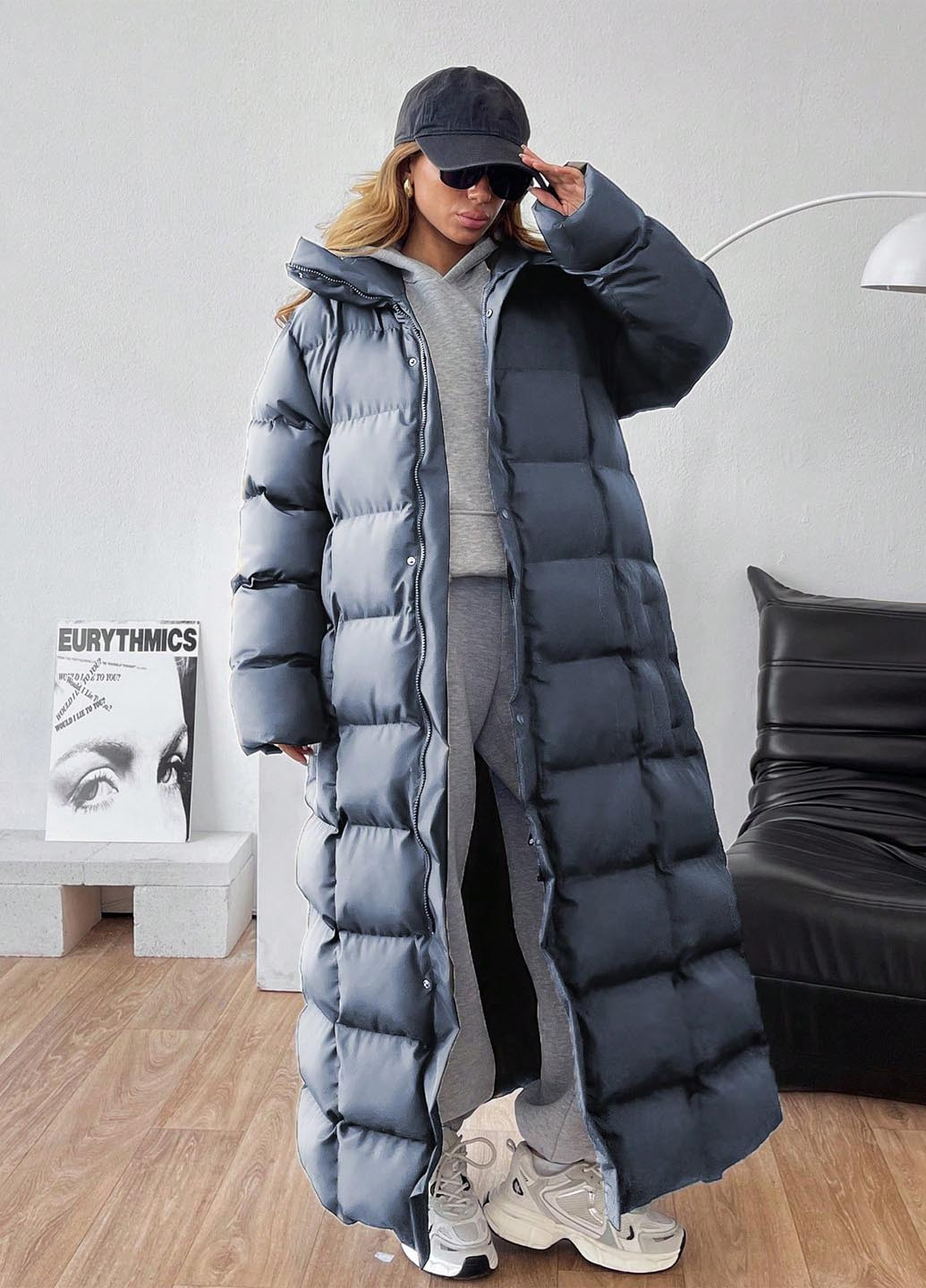 Сіро-голубий зимня куртка куртка-пальто SHEIN