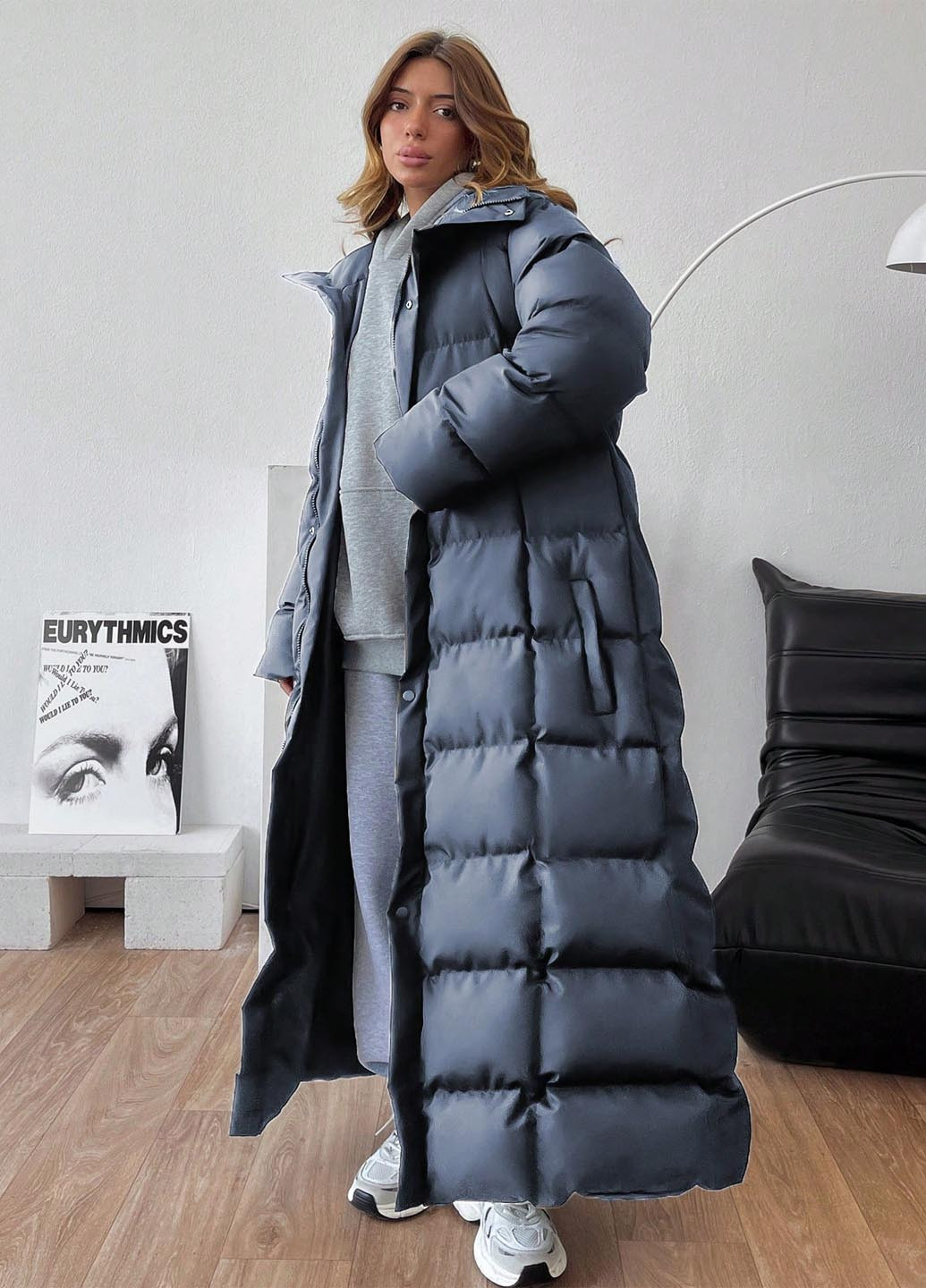 Сіро-голубий зимня куртка куртка-пальто SHEIN