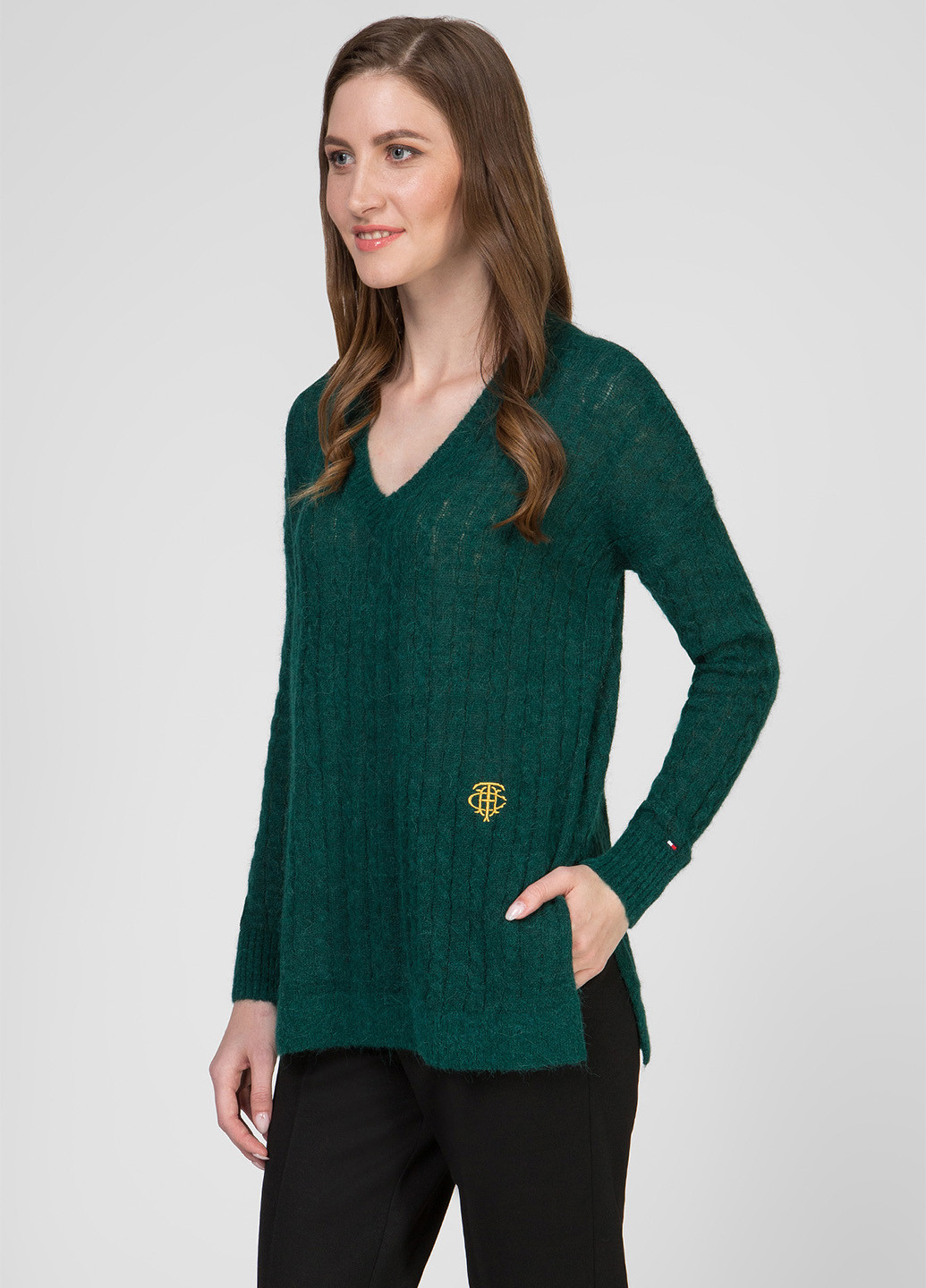Зеленый зимний свитер джемпер Tommy Hilfiger