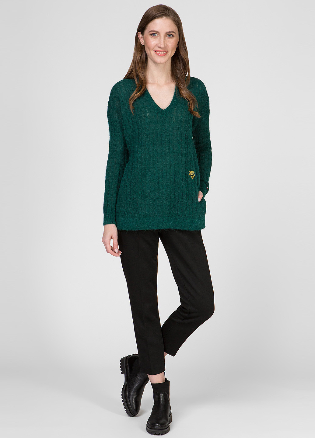 Зеленый зимний свитер джемпер Tommy Hilfiger