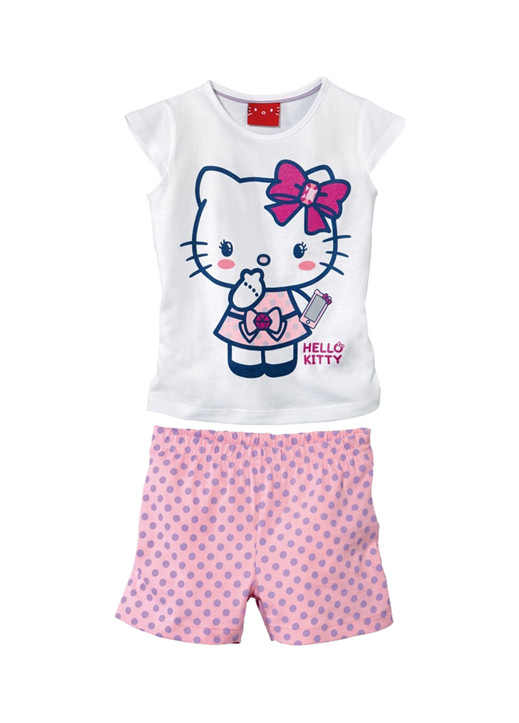 Белый летний комплект (футболка, шорты) Hello Kitty
