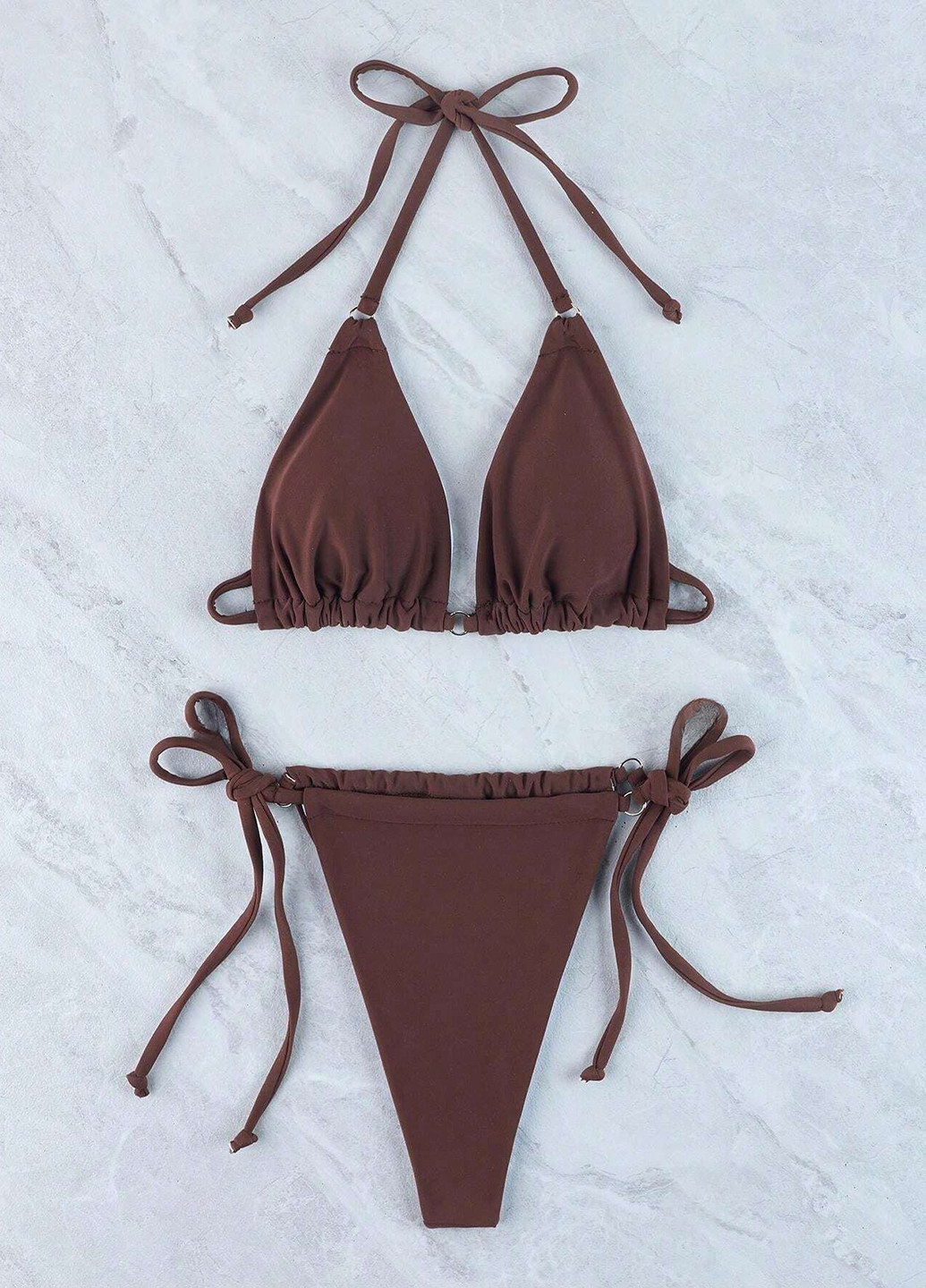 Коричневий літній купальник (ліф, труси) бікіні, роздільний SHEIN