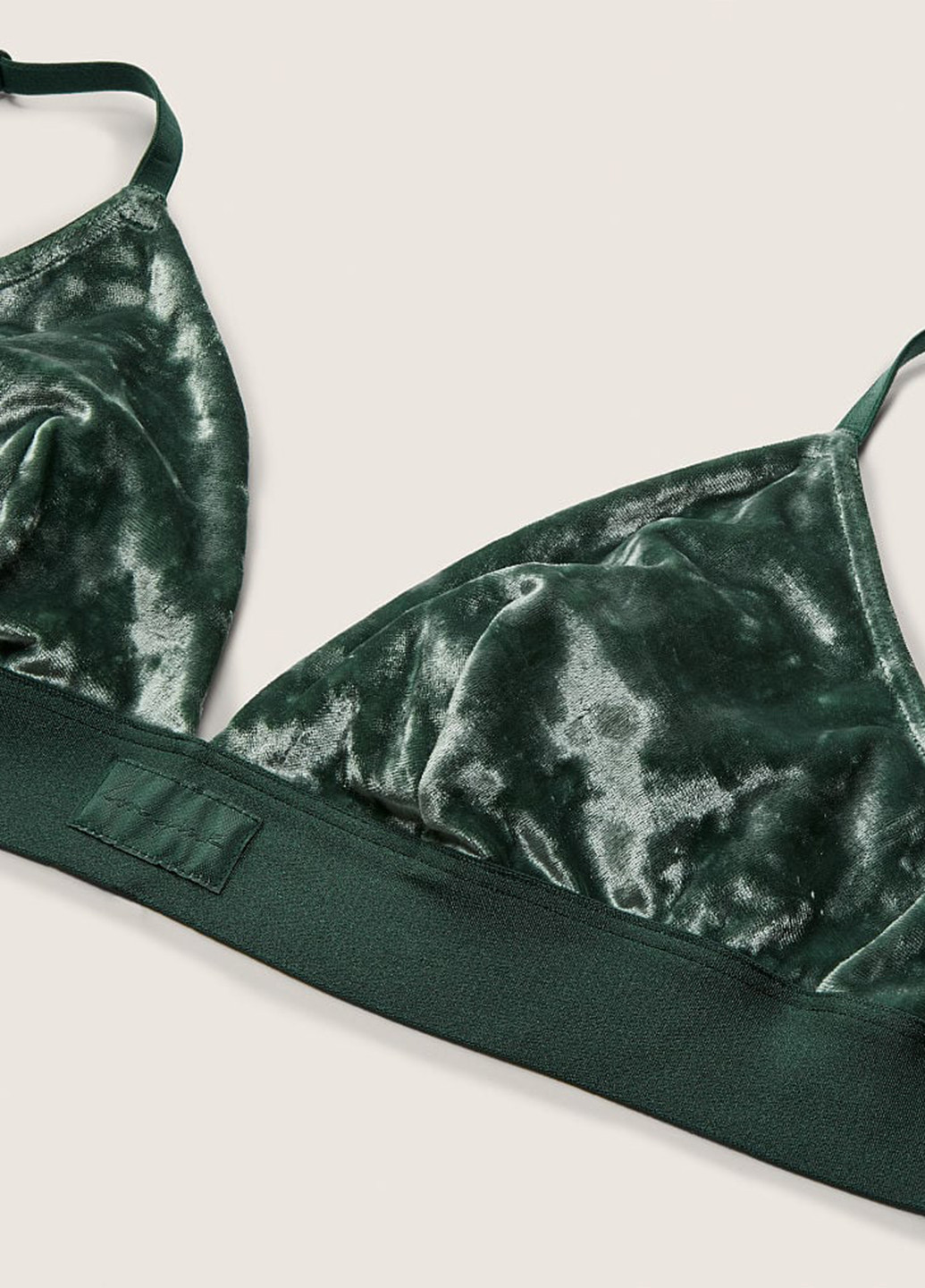 Зелёный бралетт бюстгальтер Victoria's Secret без косточек велюр, полиэстер
