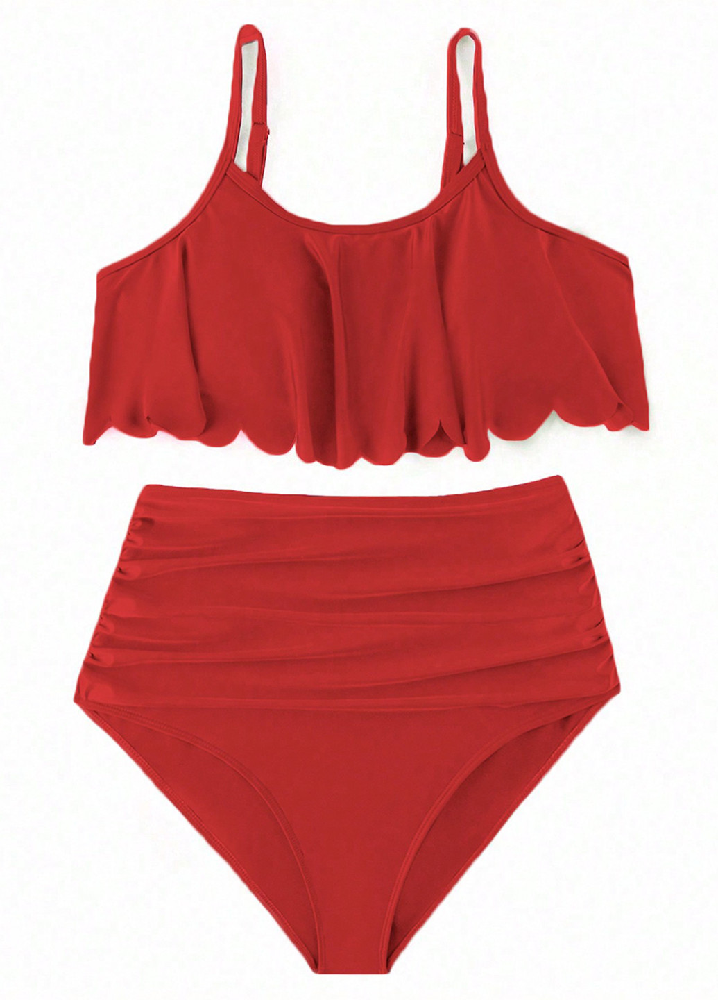 Темно-червоний демісезонний купальник (ліф, трусики) топ, роздільний SHEIN