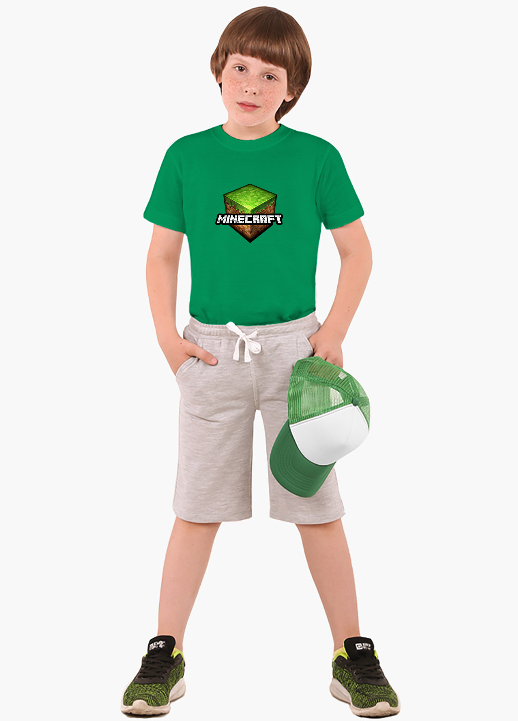 Зеленая демисезонная футболка детская майнкрафт (minecraft)(9224-1174) MobiPrint