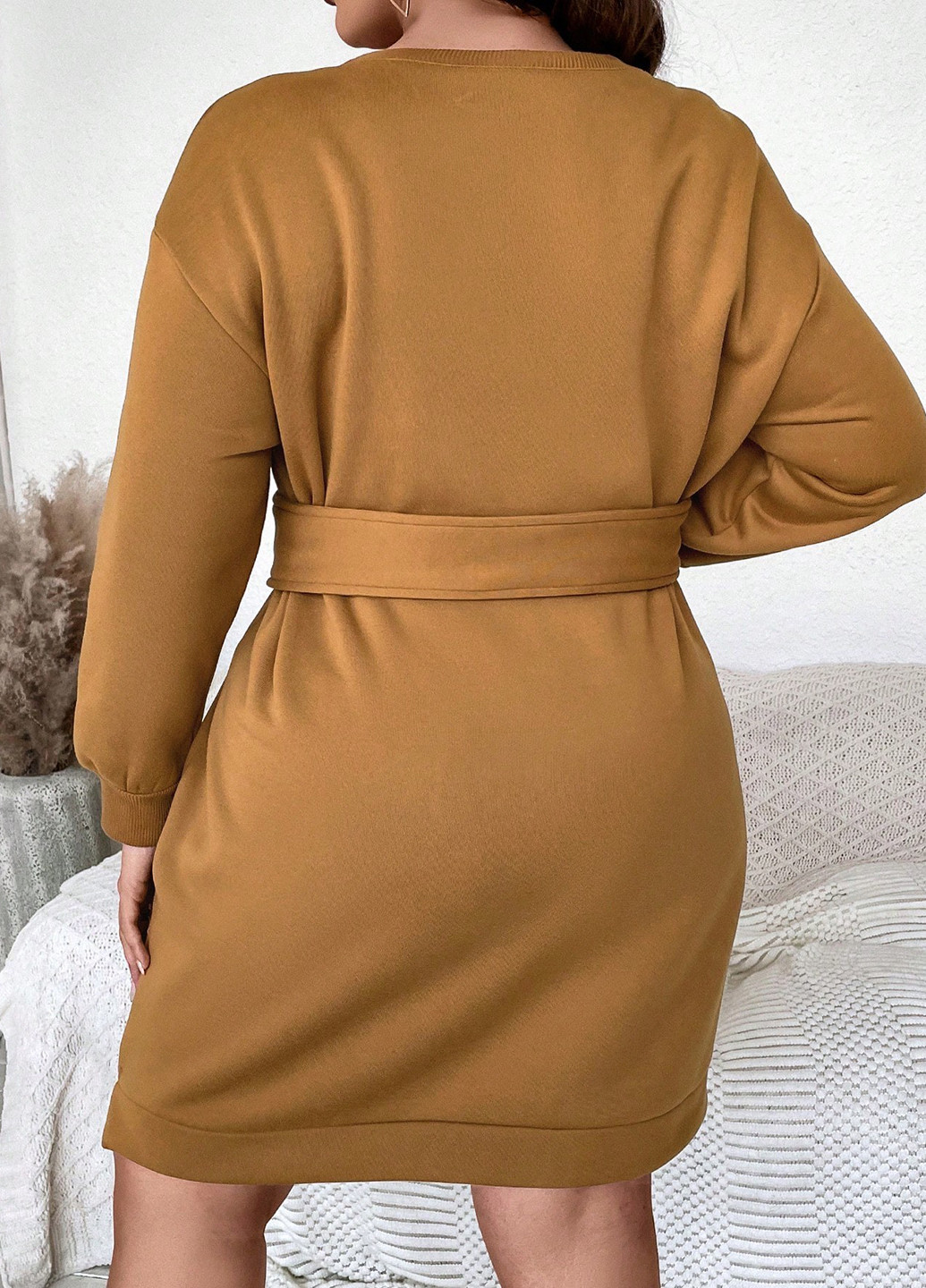 Охра кэжуал, спортивное платье платье-свитшот SHEIN однотонное