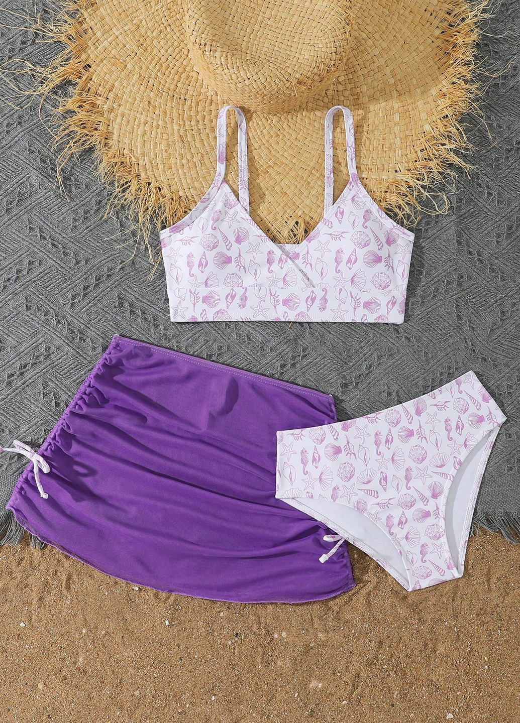 Комбінований літній купальник (ліф, трусики, спідниця) роздільний SHEIN