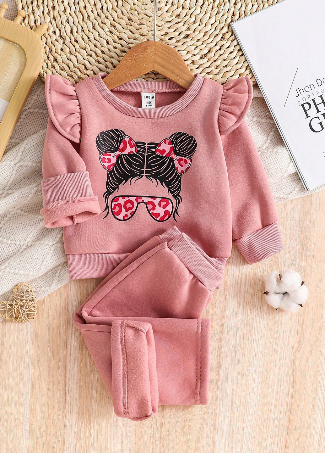 Рожевий зимній костюм (світшот, штани) брючний SHEIN