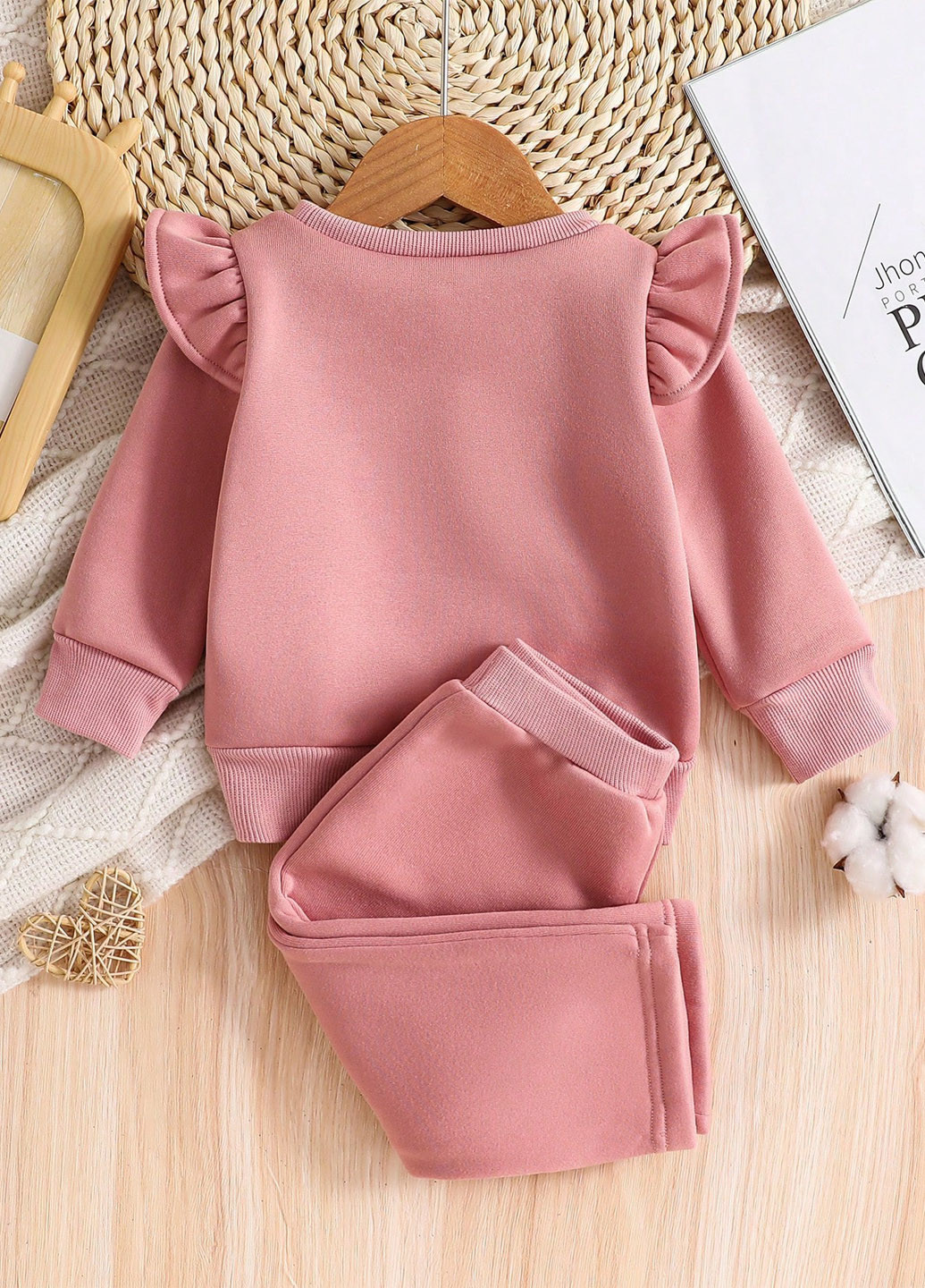 Рожевий зимній костюм (світшот, штани) брючний SHEIN