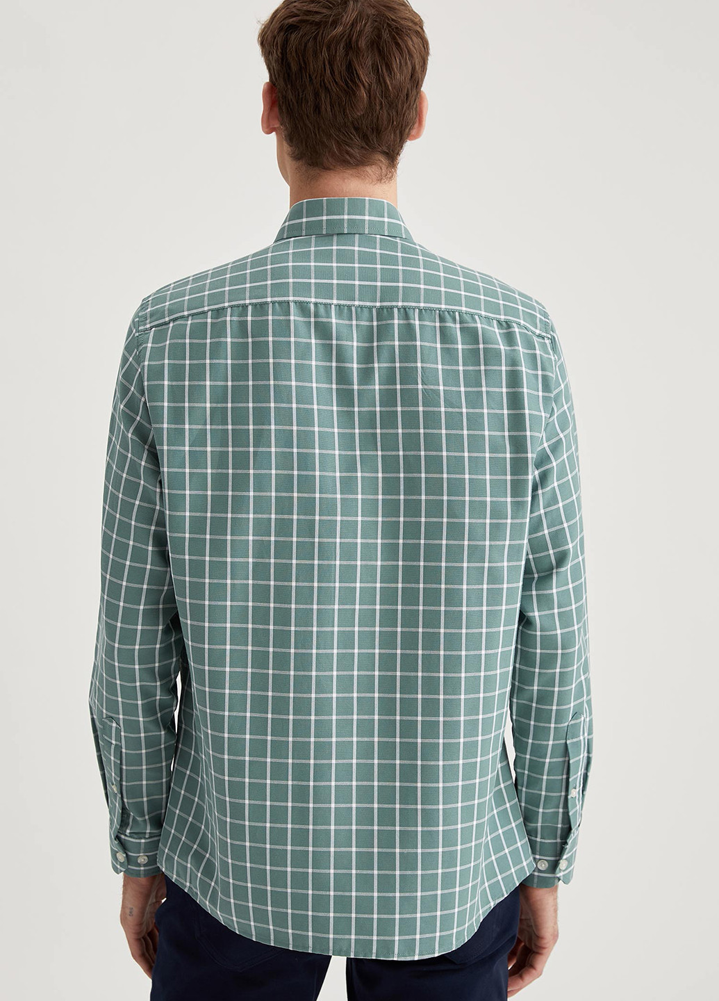 Рубашка DeFacto зелена кежуал бавовна