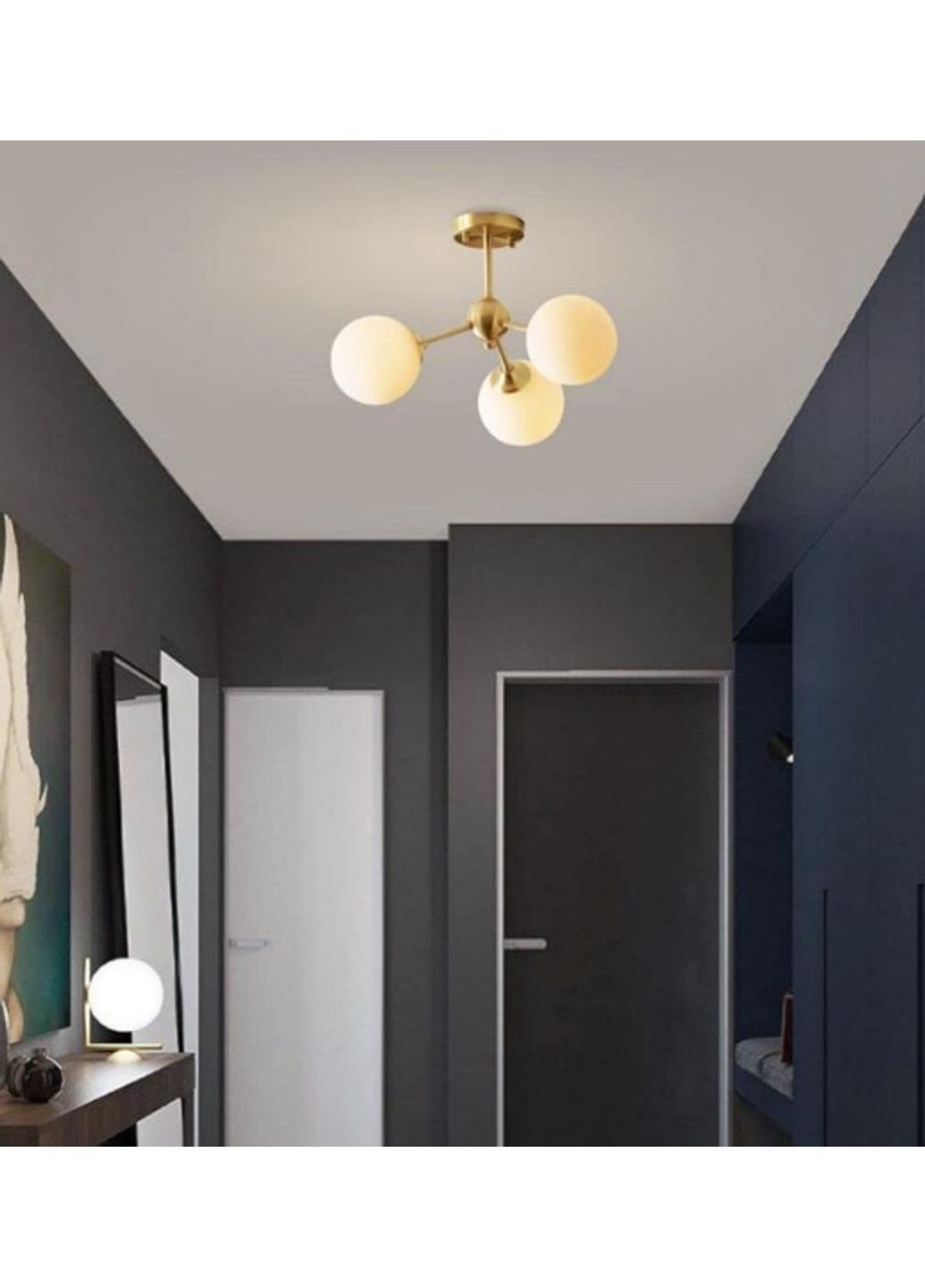 Люстра потолочная на 3 лампочки AOC9/3-GD-k Бронза 47х45х45 см. Sunnysky (253527776)