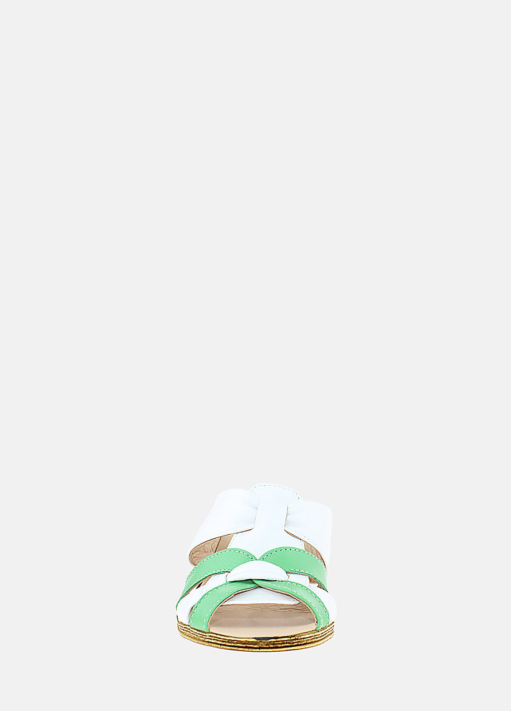 Белые шлепанцы roлана62 белый-зеленый Olevit