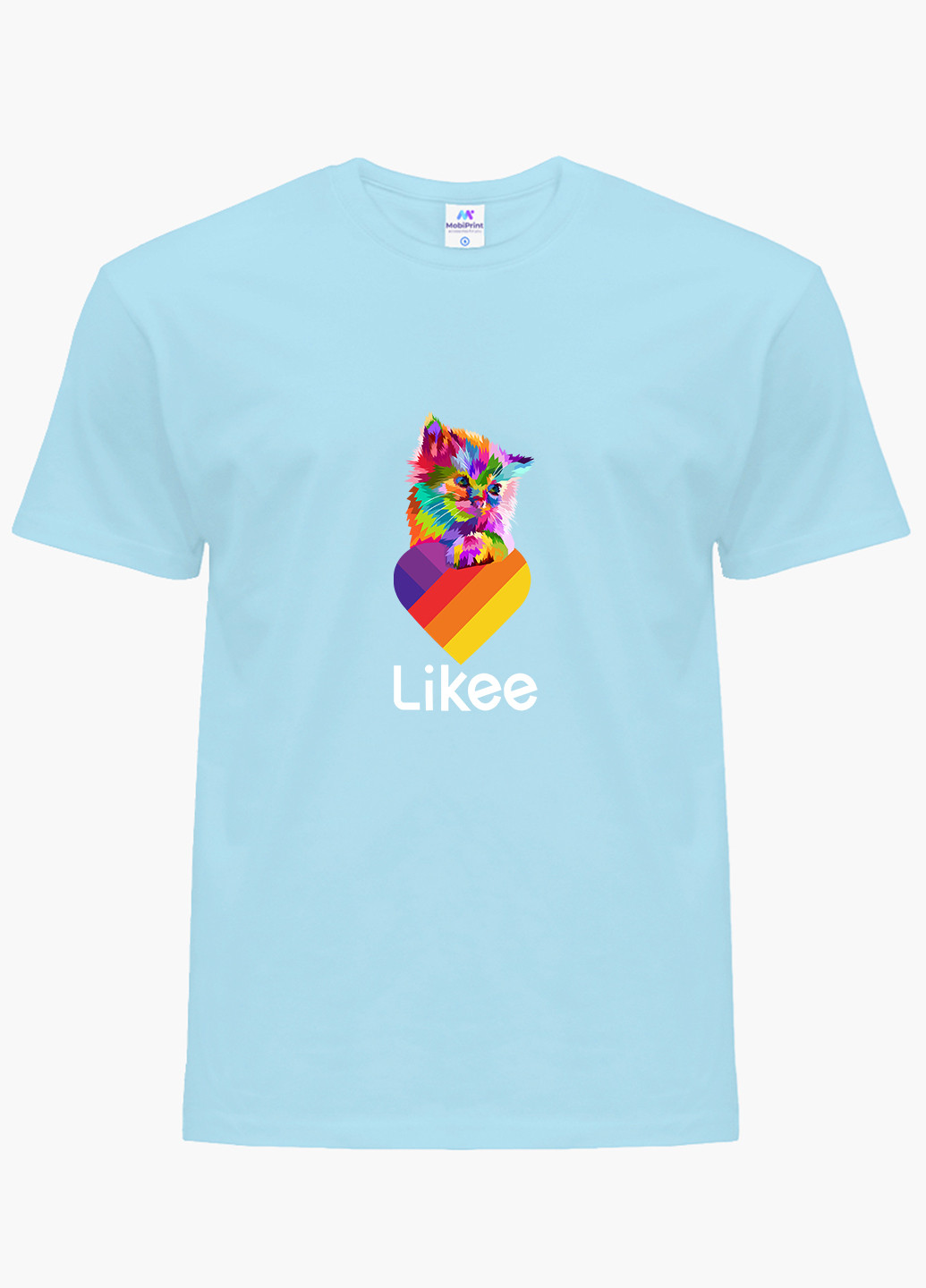 Голубая демисезонная футболка детская лайк котик (likee cat)(9224-1470) MobiPrint