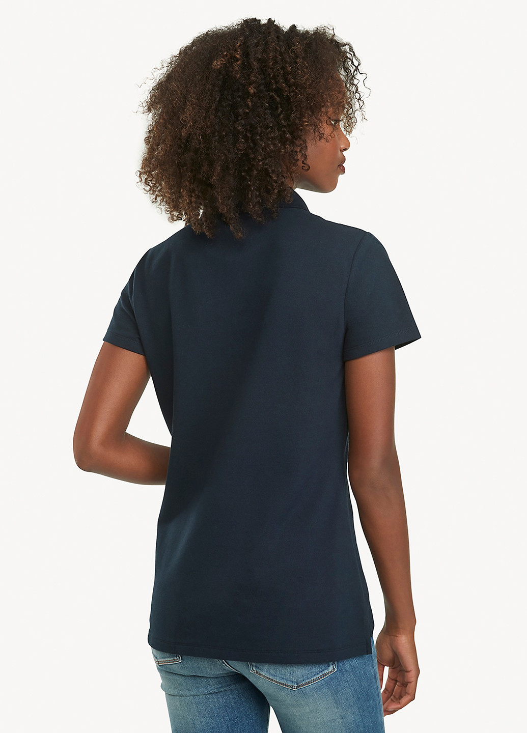 Темно-синяя женская футболка-поло Tommy Hilfiger однотонная