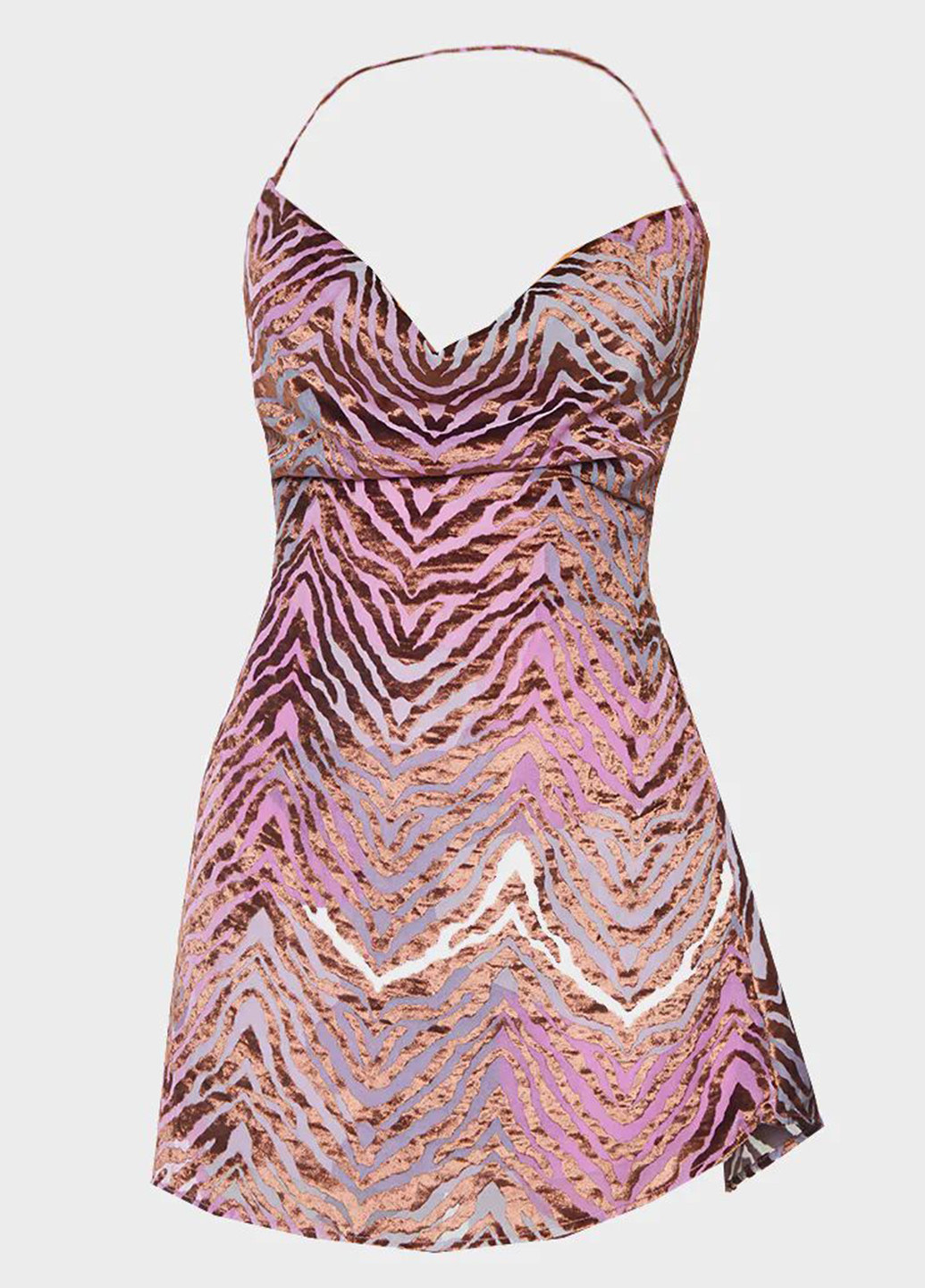 Фиолетовое коктейльное платье платье-комбинация PrettyLittleThing зебра