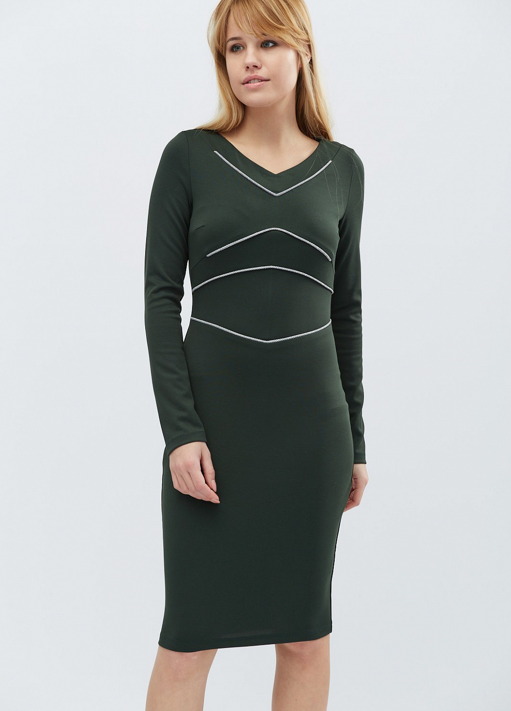 Темно-зеленое кэжуал платье Carica однотонное