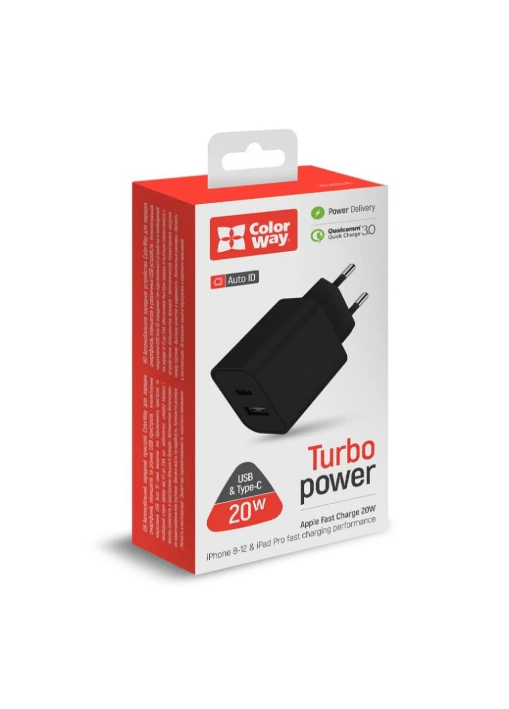 Зарядний пристрій (CW-CHS025QPD-BK) Colorway Type-C PD + USB QC3.0 (20W) V2 black (253507179)
