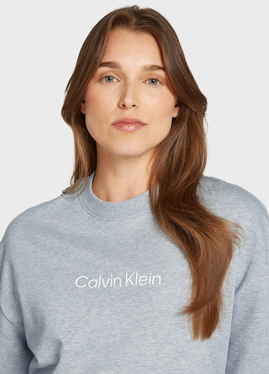 Светло-серый свитшот Calvin Klein меланж без декора (366302625)