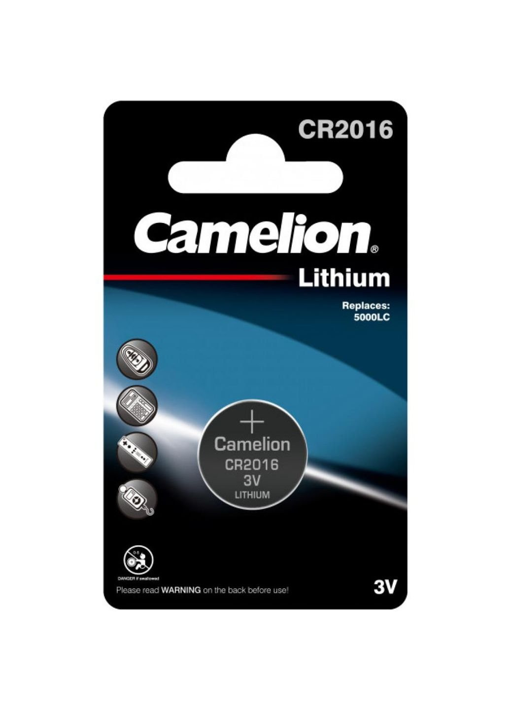 Батарейка CR 2016 Lithium * 1 (CR2016-BP1) Camelion (251412320)