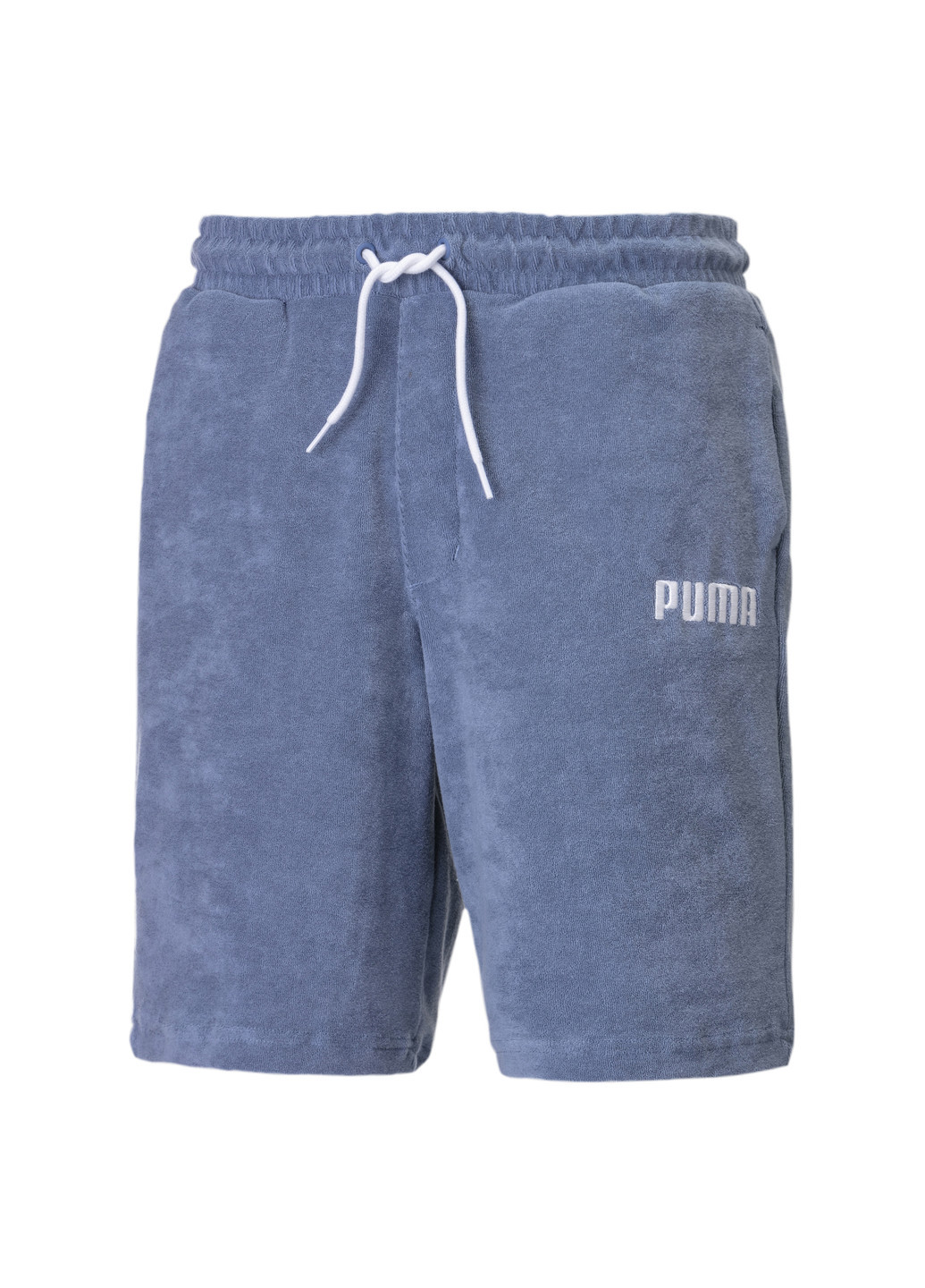Шорти Towel Knitted Men's Shorts Puma однотонні сині спортивні бавовна, поліестер