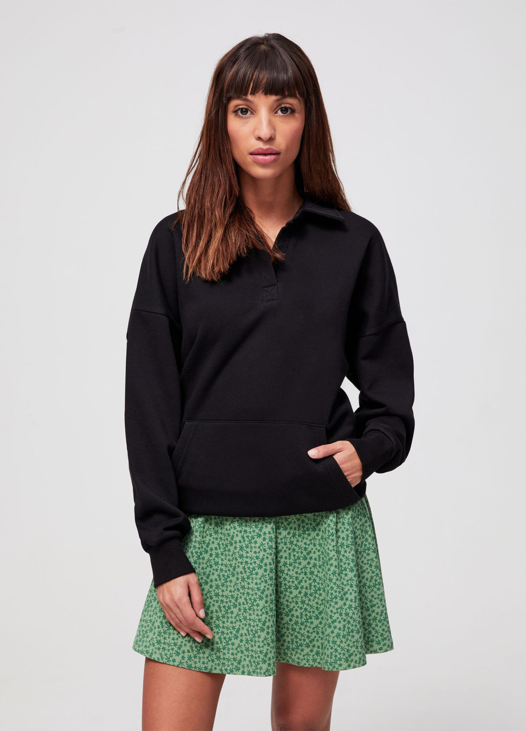 Зеленая кэжуал цветочной расцветки юбка Jennyfer клешированная