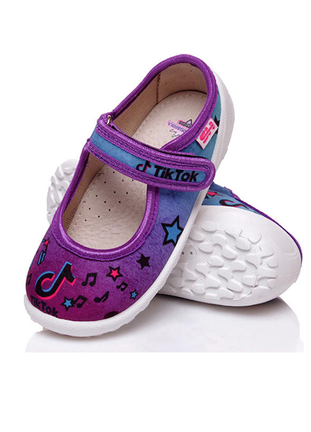Фиолетовые тапочки детские ортопедические для девочки с супинатором и кожаной стелькой Шалунишка