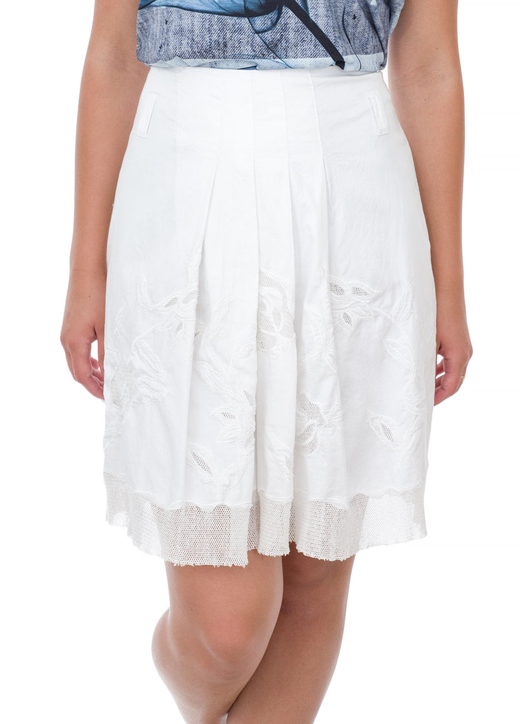 Белая кэжуал однотонная юбка Marc Aurel а-силуэта (трапеция)