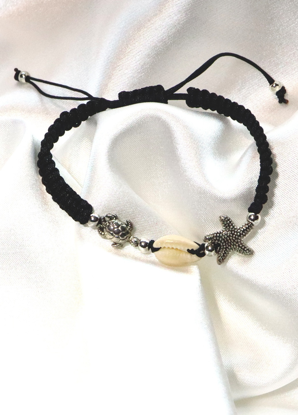 Браслет на руку пляжний "Морьський бриз" - сріблястий, чорний Анна Ясеницька (256019598)