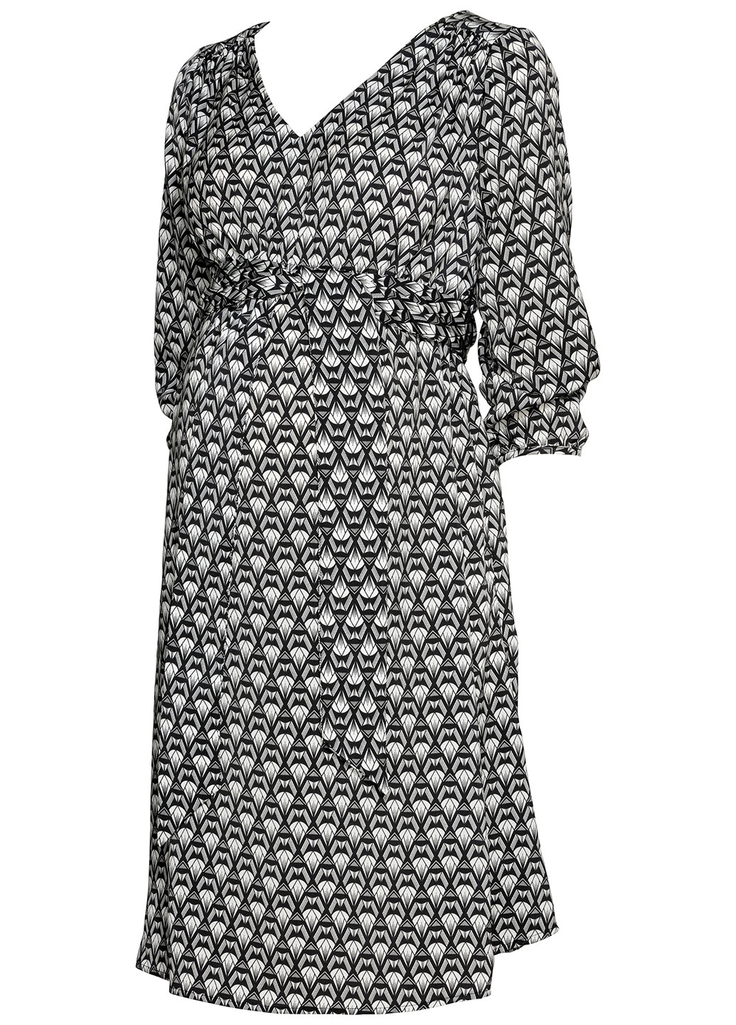 Чорно-білий кежуал плаття, сукня кльош H&M з геометричним візерунком