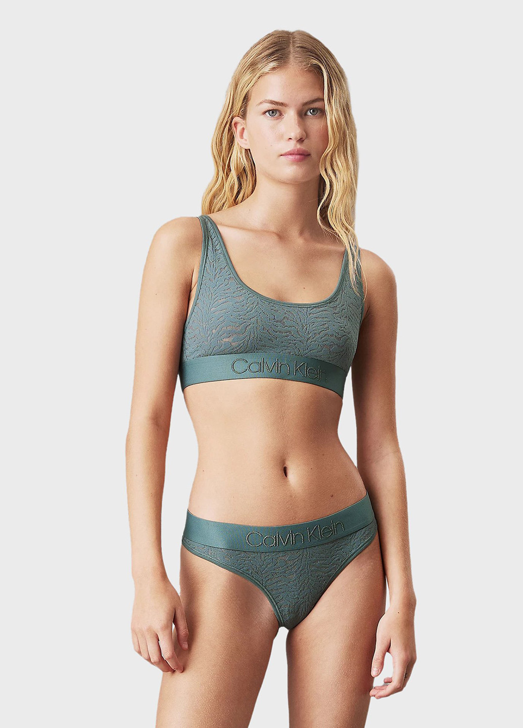 Серо-голубой топ бюстгальтер Calvin Klein без косточек полиамид