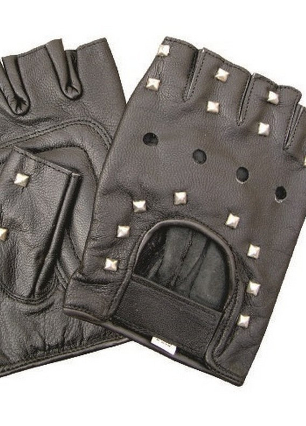 Рукавички оригінальні шкіряні водійські з заклепками без пальців на липучці (AL3005_ L) розмір L All State Leather (256365448)