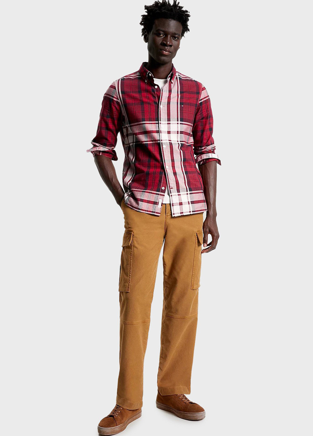 Бордовая кэжуал рубашка в клетку Tommy Hilfiger