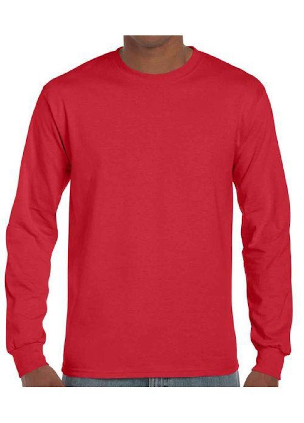 Лонгслів Gildan однотонний червоний кежуали трикотаж, бавовна