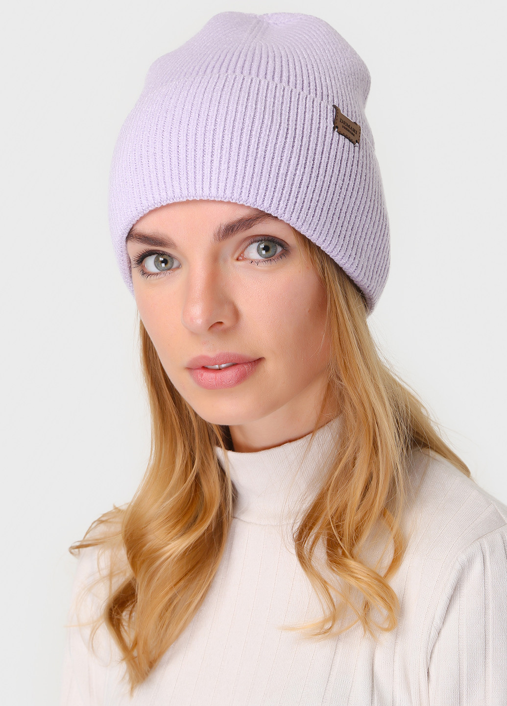Теплая зимняя женская кашемировая шапка с отворотом без подкладки 500030 DeMari (244712842)