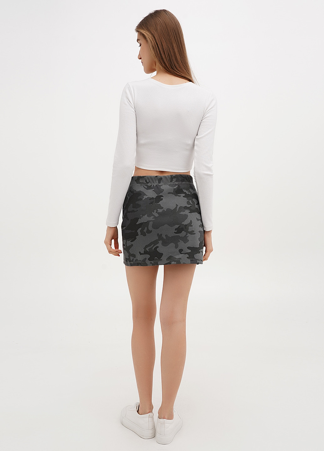 Серая кэжуал камуфляжная юбка Weekday