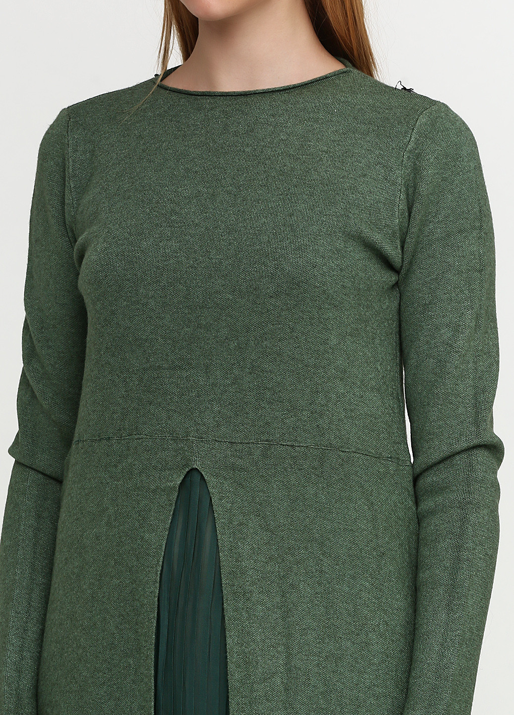 Темно-зеленое кэжуал платье с длинным рукавом Finery однотонное